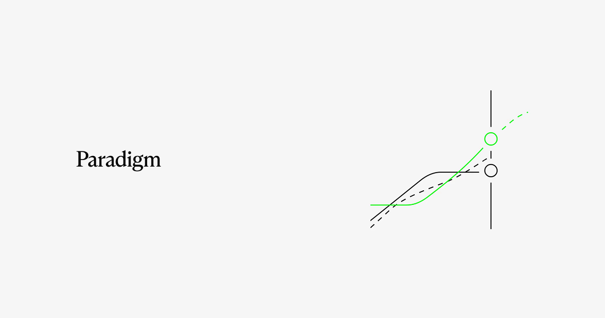 Paradigm wordmark beside green and black Pace game graph lines.